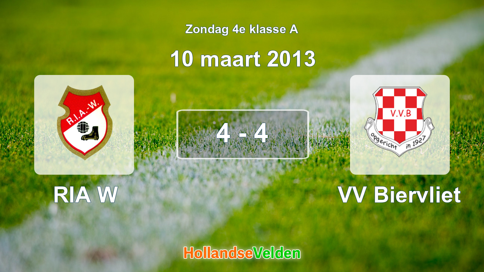 Gespeelde wedstrijd: RIA W - VV Biervliet 4 - 4 (10 maart 2013)