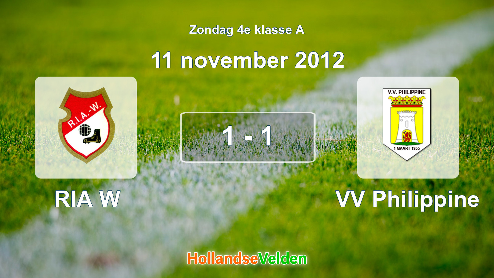 Gespeelde wedstrijd: RIA W - VV Philippine 1 - 1 (11 november 2012)