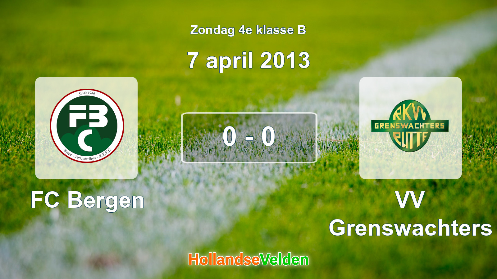 Gespeelde wedstrijd: FC Bergen - VV Grenswachters 0 - 0 (7 april 2013)