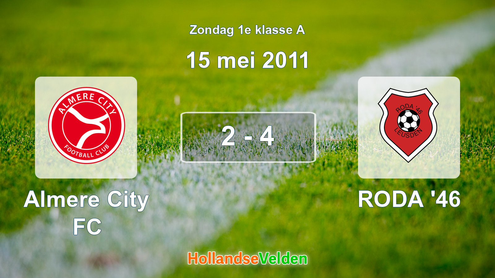 Gespeelde wedstrijd: Almere City FC - RODA '46 2 - 4 (15 mei 2011)