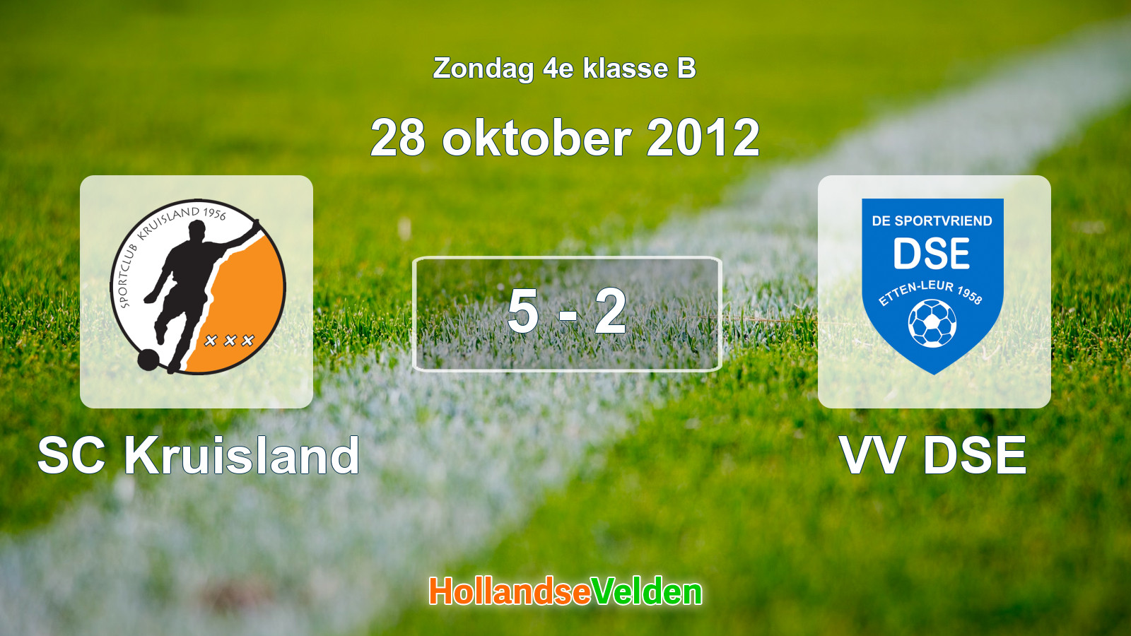 Gespeelde wedstrijd: SC Kruisland - VV DSE 5 - 2 (28 oktober 2012)