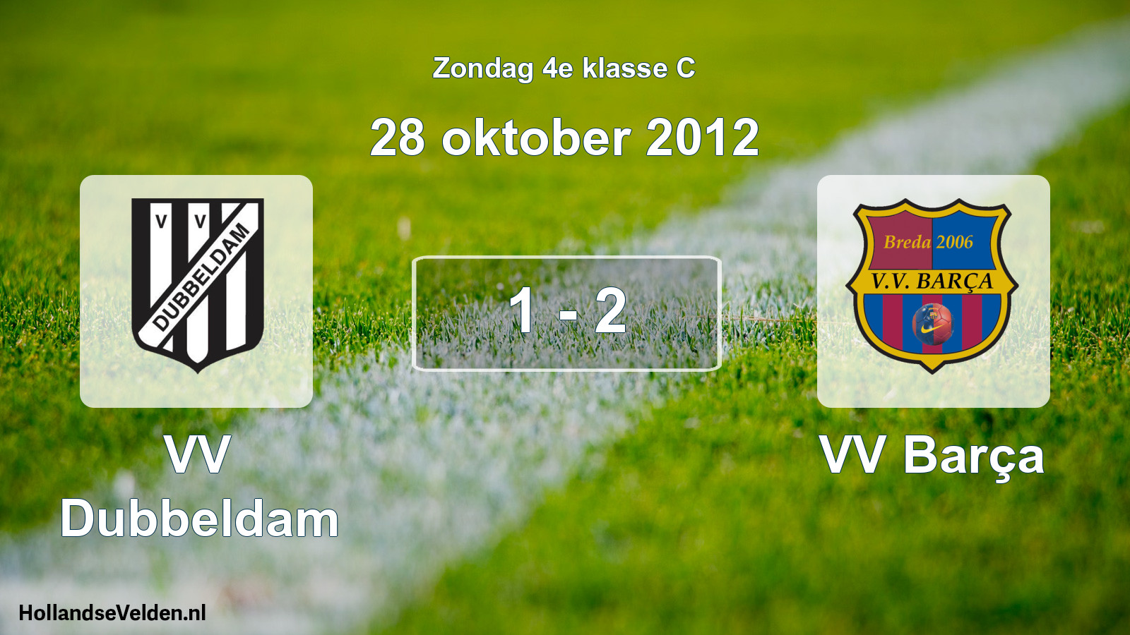 Gespeelde wedstrijd: VV Dubbeldam - VV Barça 1 - 2 (28 oktober 2012)