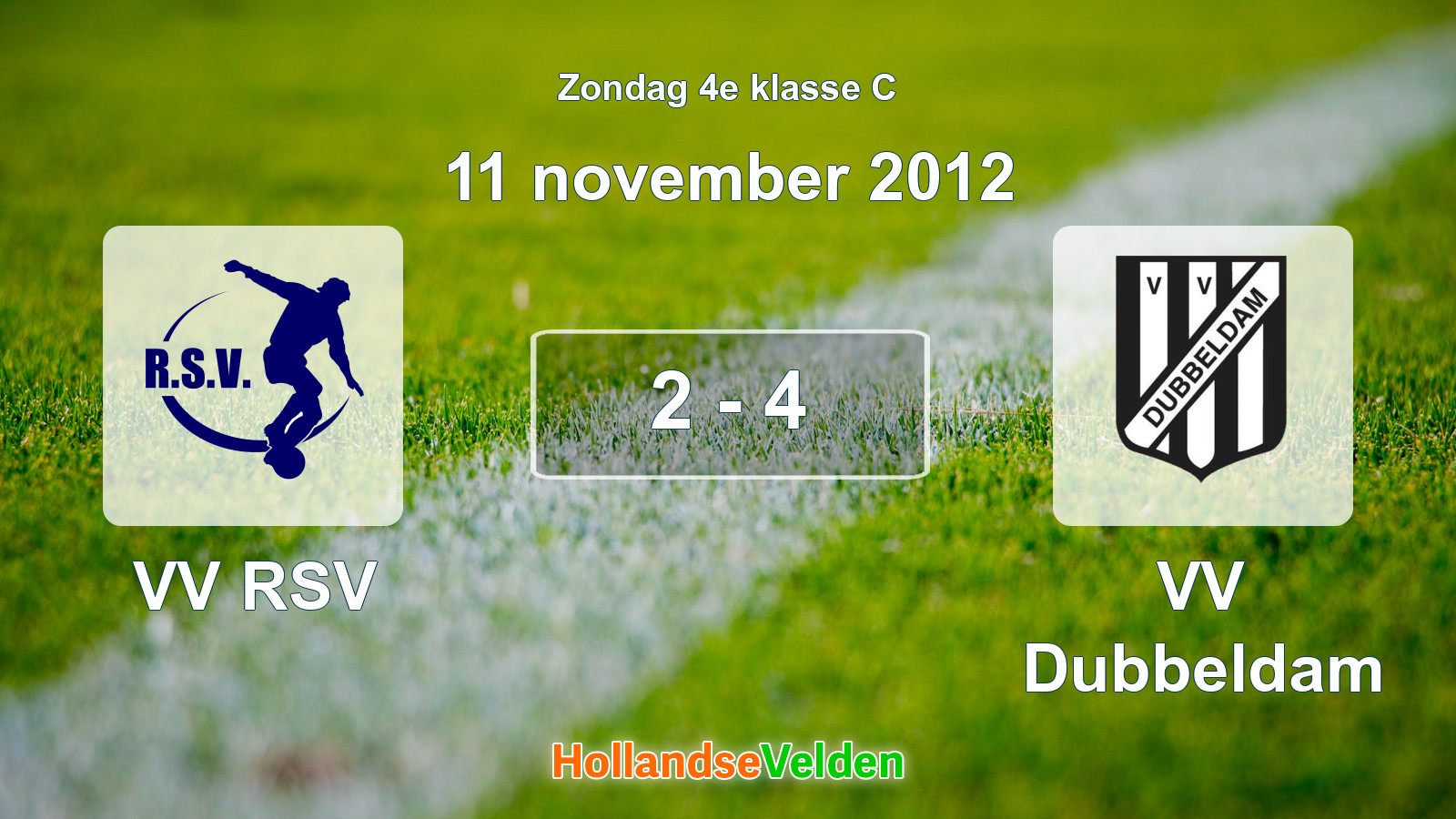 Gespeelde wedstrijd: VV RSV - VV Dubbeldam 2 - 4 (11 november 2012)