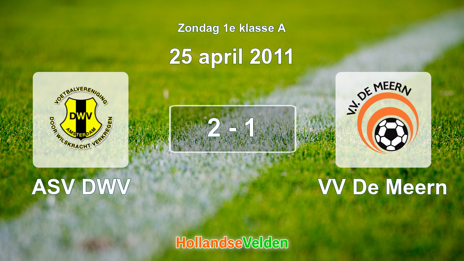 Gespeelde wedstrijd: ASV DWV - VV De Meern 2 - 1 (25 april 2011)