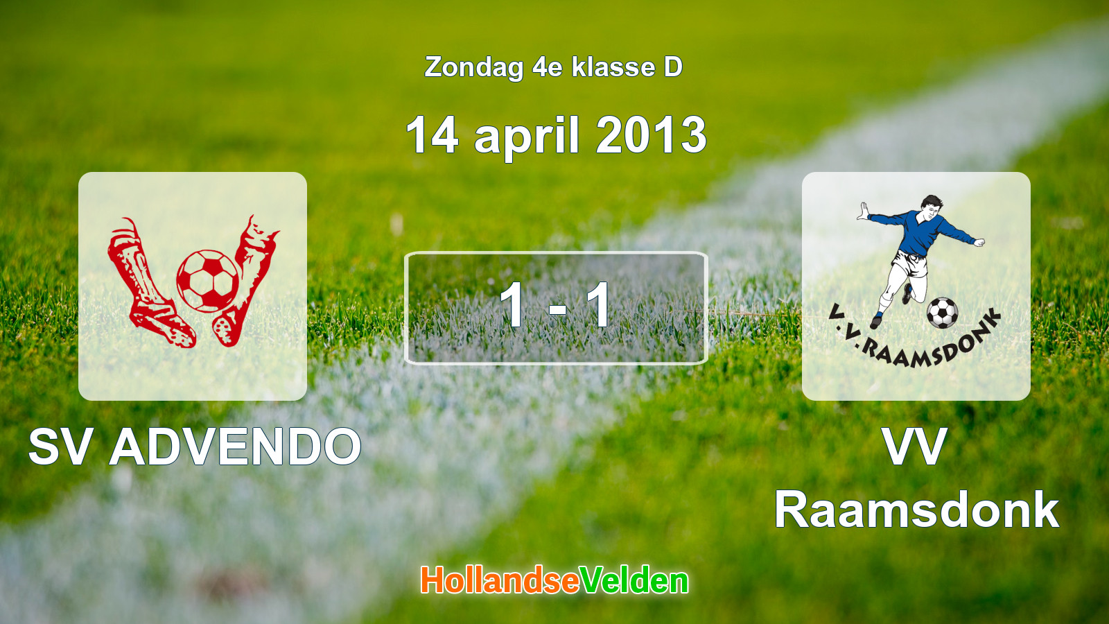 Gespeelde wedstrijd: SV ADVENDO - VV Raamsdonk 1 - 1 (14 april 2013)