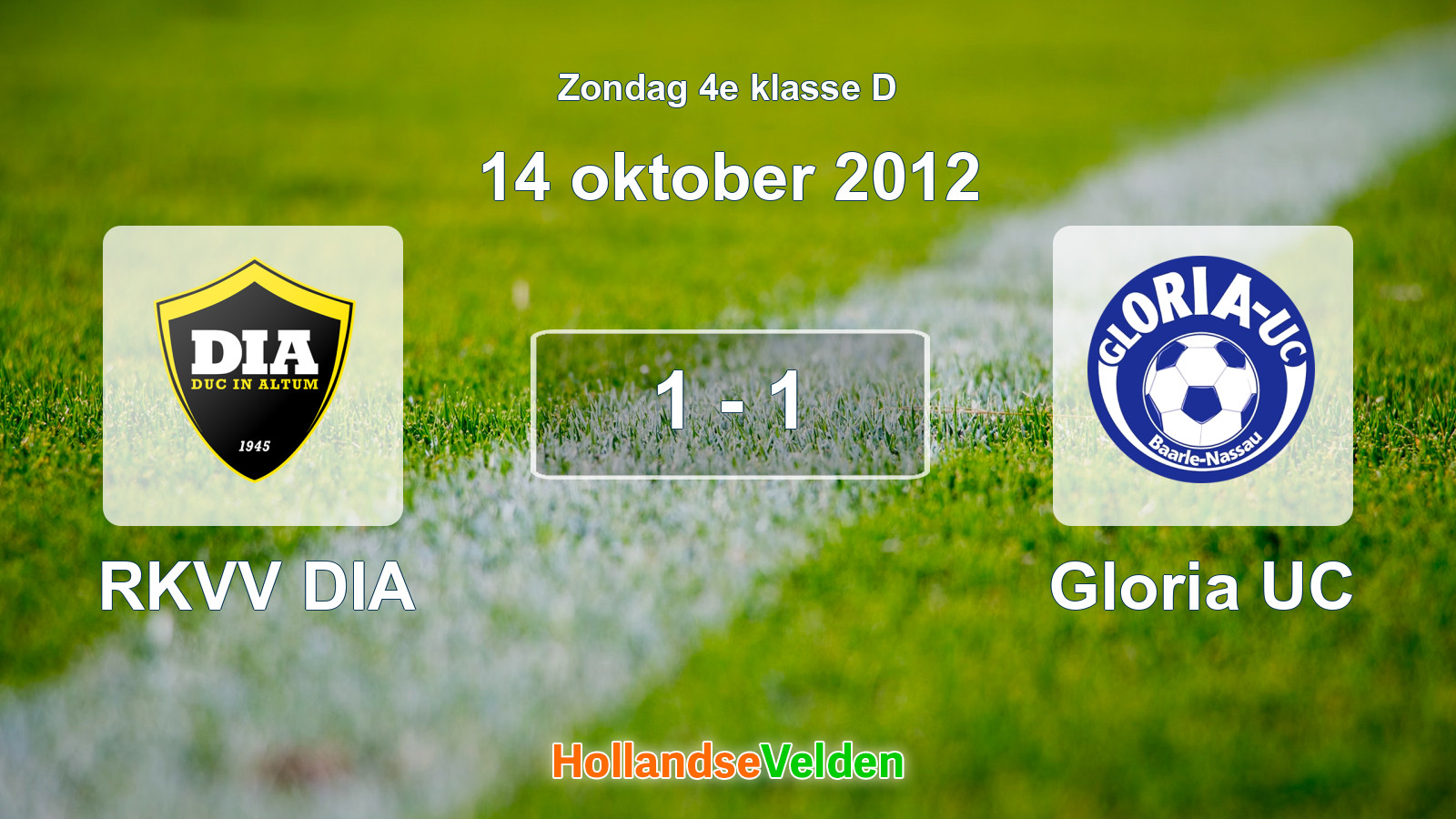 Gespeelde wedstrijd: RKVV DIA - Gloria UC 1 - 1 (14 oktober 2012)