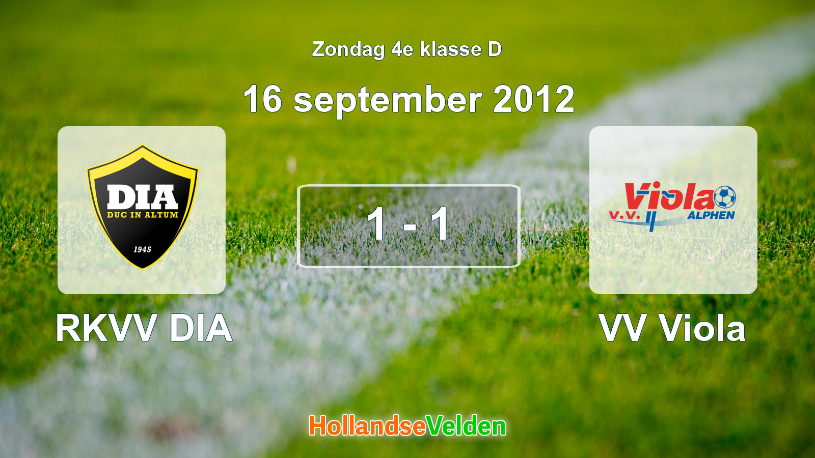 Gespeelde wedstrijd: RKVV DIA - VV Viola 1 - 1 (16 september 2012)