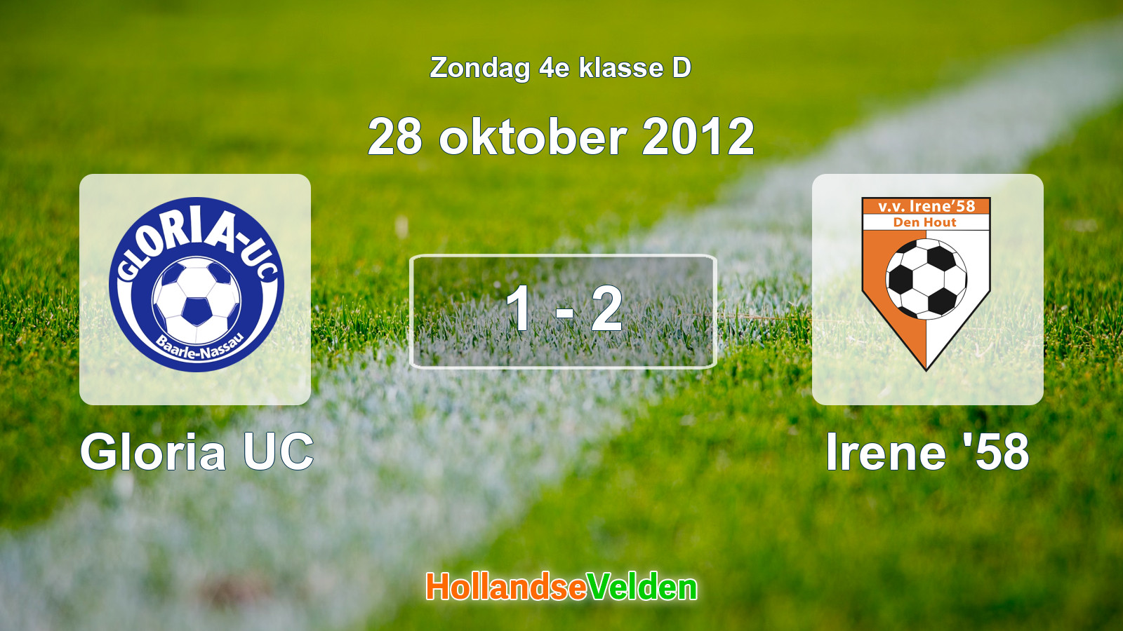 Gespeelde wedstrijd: Gloria UC - Irene '58 1 - 2 (28 oktober 2012)