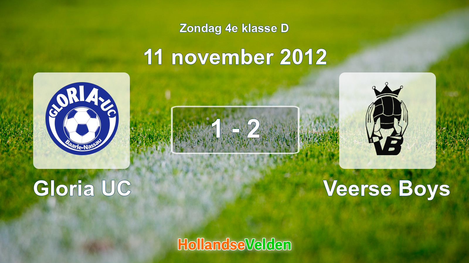 Gespeelde wedstrijd: Gloria UC - Veerse Boys 1 - 2 (11 november 2012)