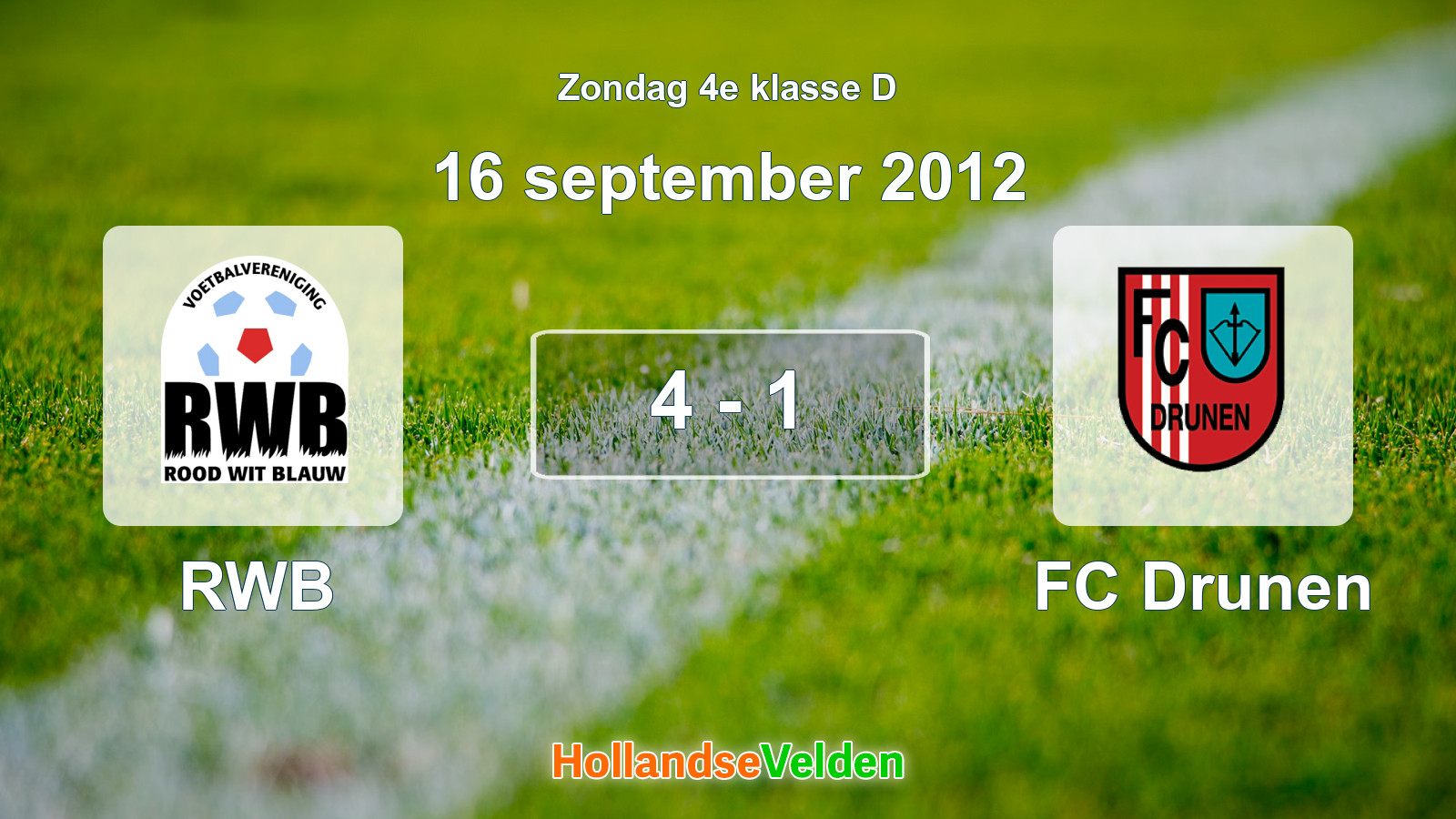Gespeelde wedstrijd: RWB - FC Drunen 4 - 1 (16 september 2012)