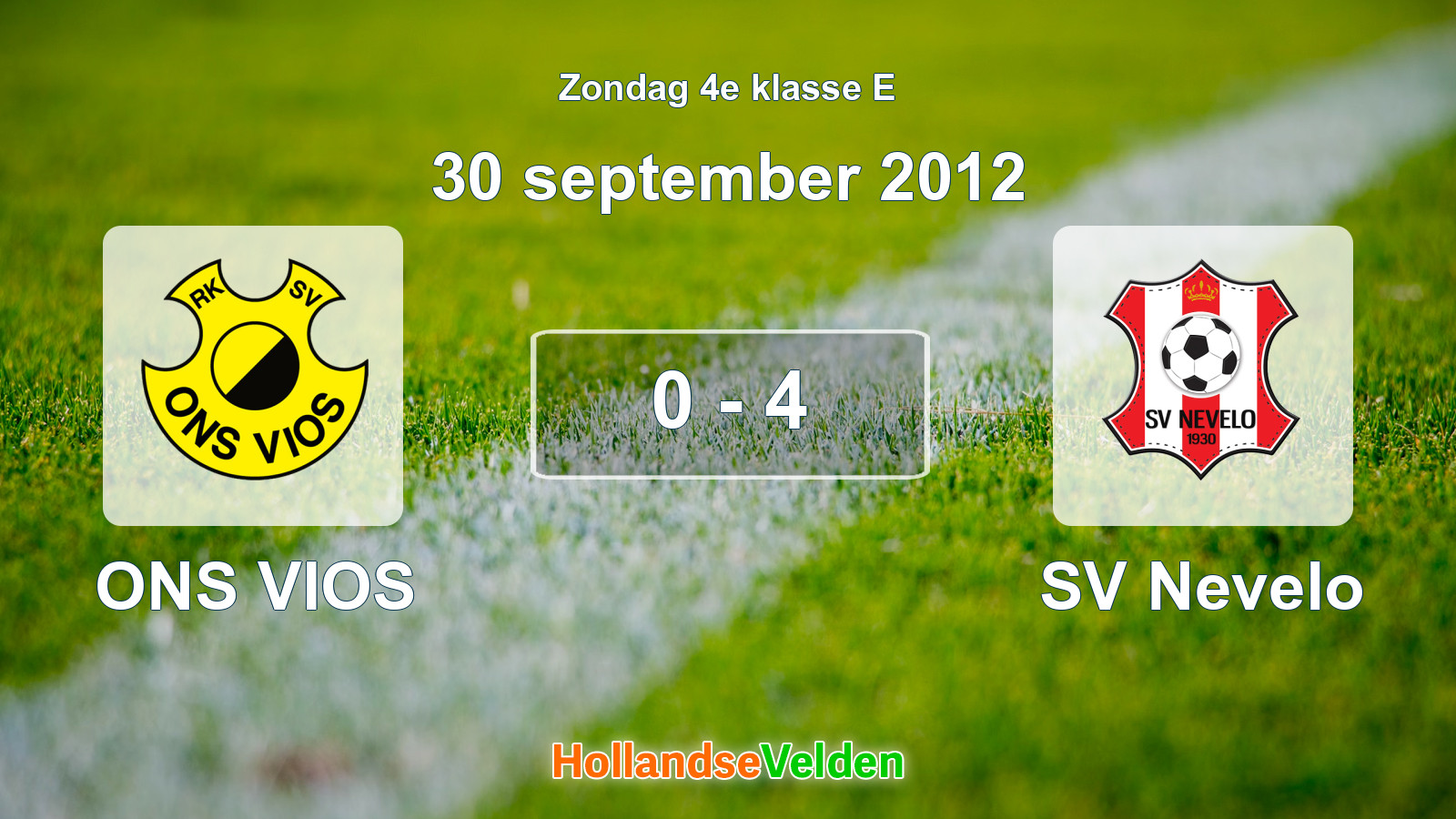 Gespeelde wedstrijd: ONS VIOS - SV Nevelo 0 - 4 (30 september 2012)