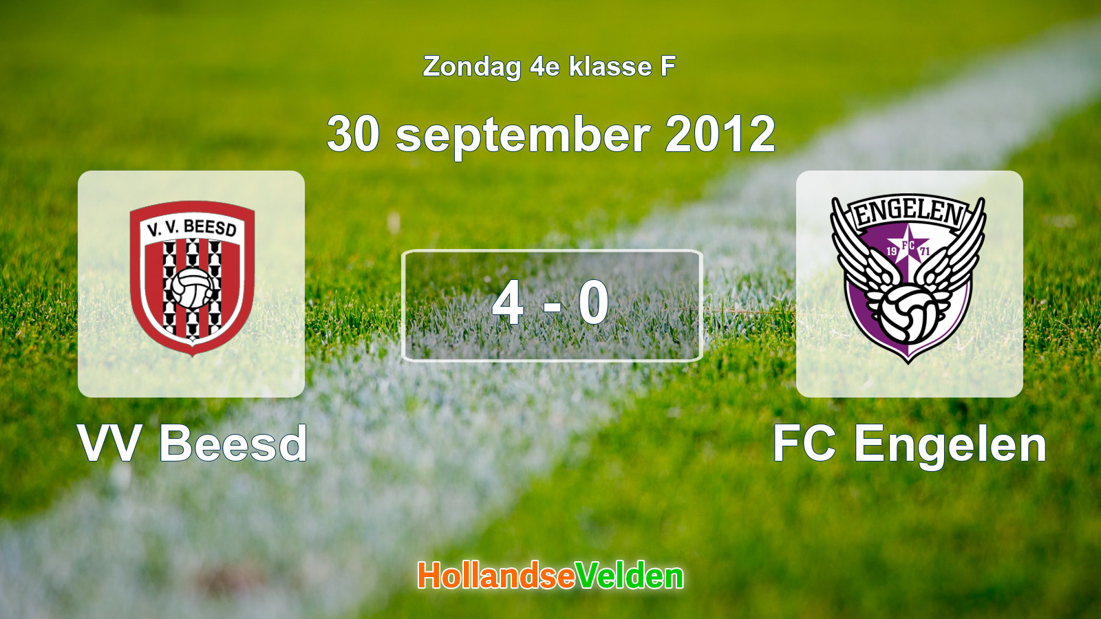 Gespeelde wedstrijd: VV Beesd - FC Engelen 4 - 0 (30 september 2012)