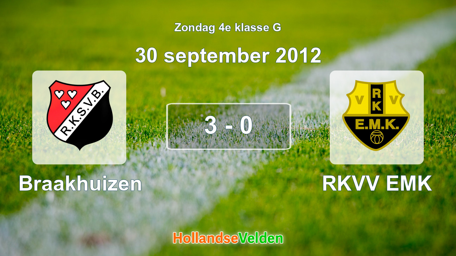 Gespeelde wedstrijd: Braakhuizen - RKVV EMK 3 - 0 (30 september 2012)