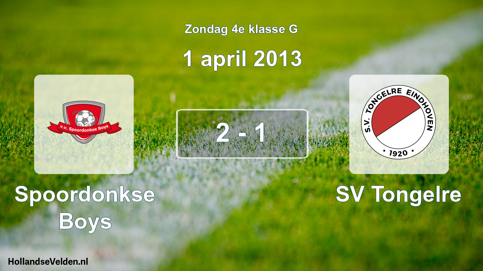 Gespeelde wedstrijd: Spoordonkse Boys - SV Tongelre 2 - 1 (1 april 2013)
