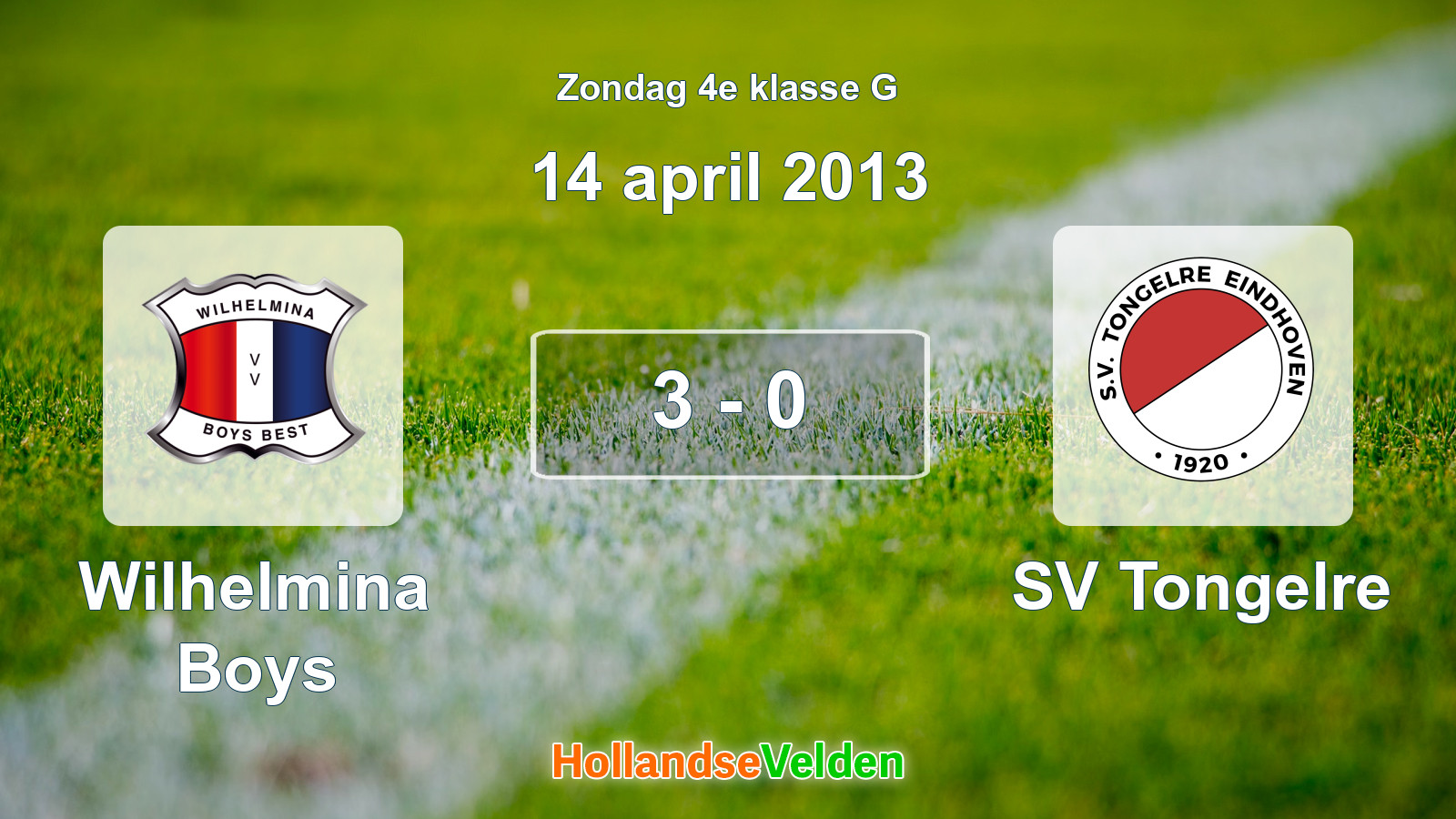 Gespeelde wedstrijd: Wilhelmina Boys - SV Tongelre 3 - 0 (14 april 2013)