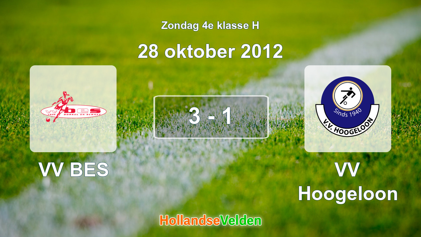 Gespeelde wedstrijd: VV BES - VV Hoogeloon 3 - 1 (28 oktober 2012)