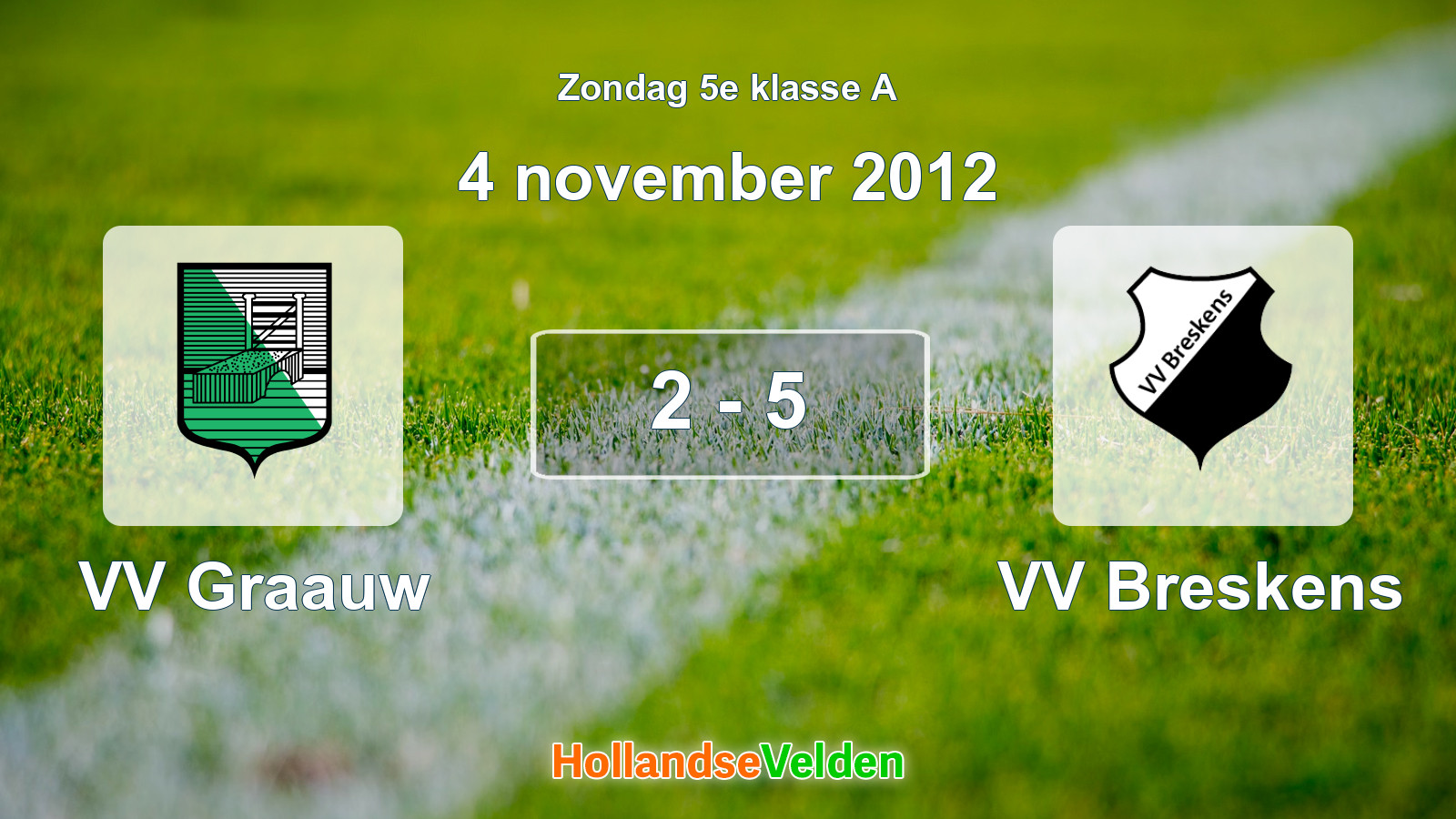 Gespeelde wedstrijd: VV Graauw - VV Breskens 2 - 5 (4 november 2012)