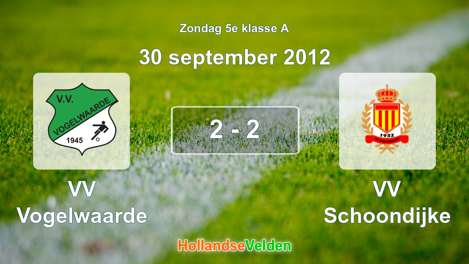 Gespeelde wedstrijd: VV Vogelwaarde - VV Schoondijke 2 - 2 (30 september 2012)