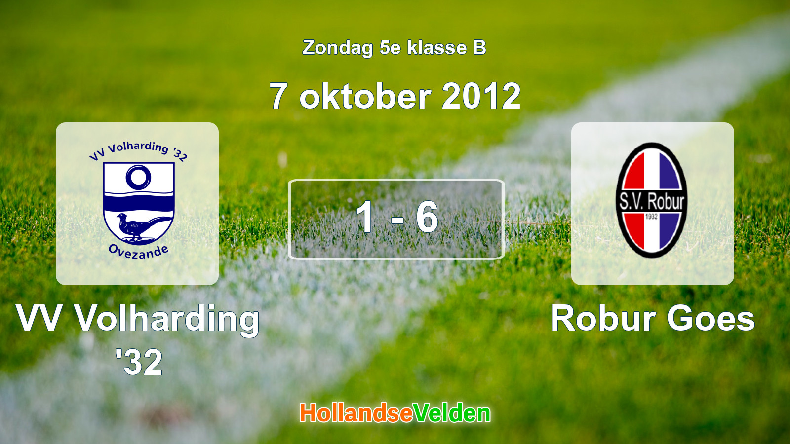 Gespeelde wedstrijd: VV Volharding '32 - Robur Goes 1 - 6 (7 oktober 2012)