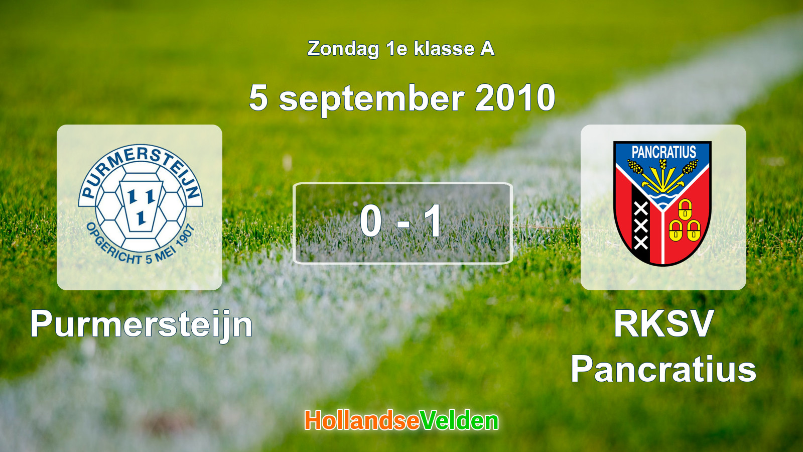 Gespeelde wedstrijd: Purmersteijn - RKSV Pancratius 0 - 1 (5 september 2010)