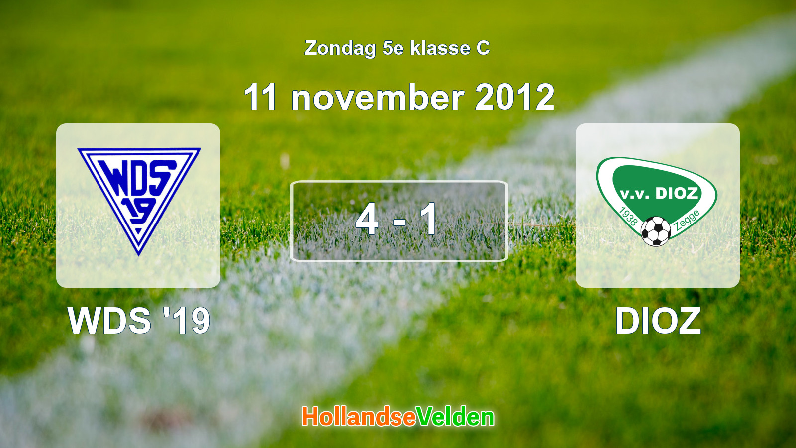 Gespeelde wedstrijd: WDS '19 - DIOZ 4 - 1 (11 november 2012)