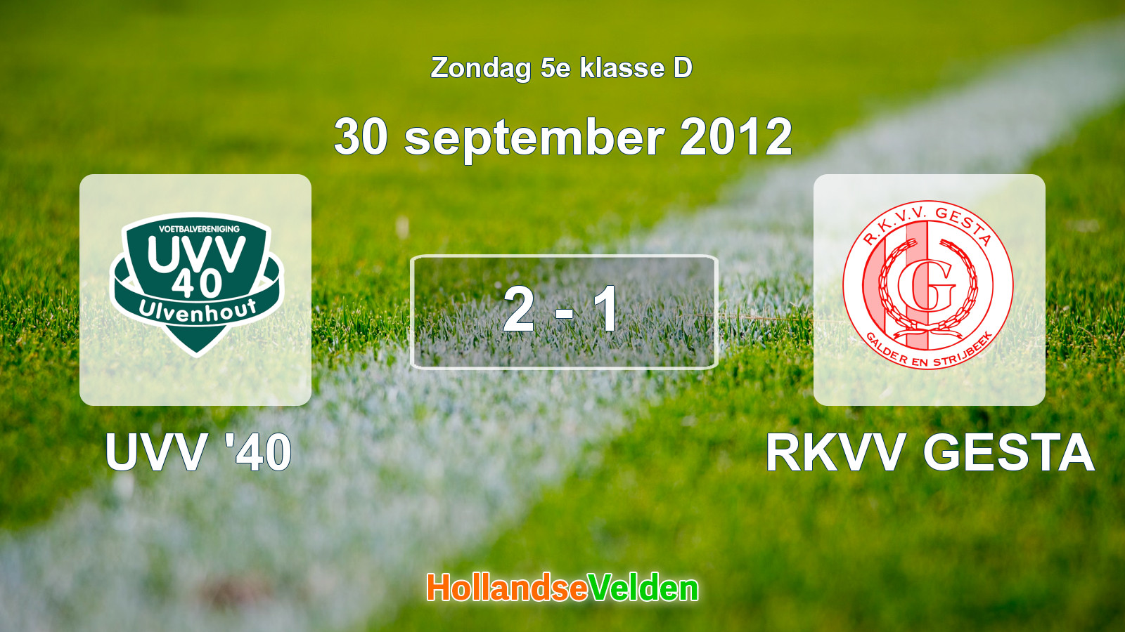 Gespeelde wedstrijd: UVV '40 - RKVV GESTA 2 - 1 (30 september 2012)