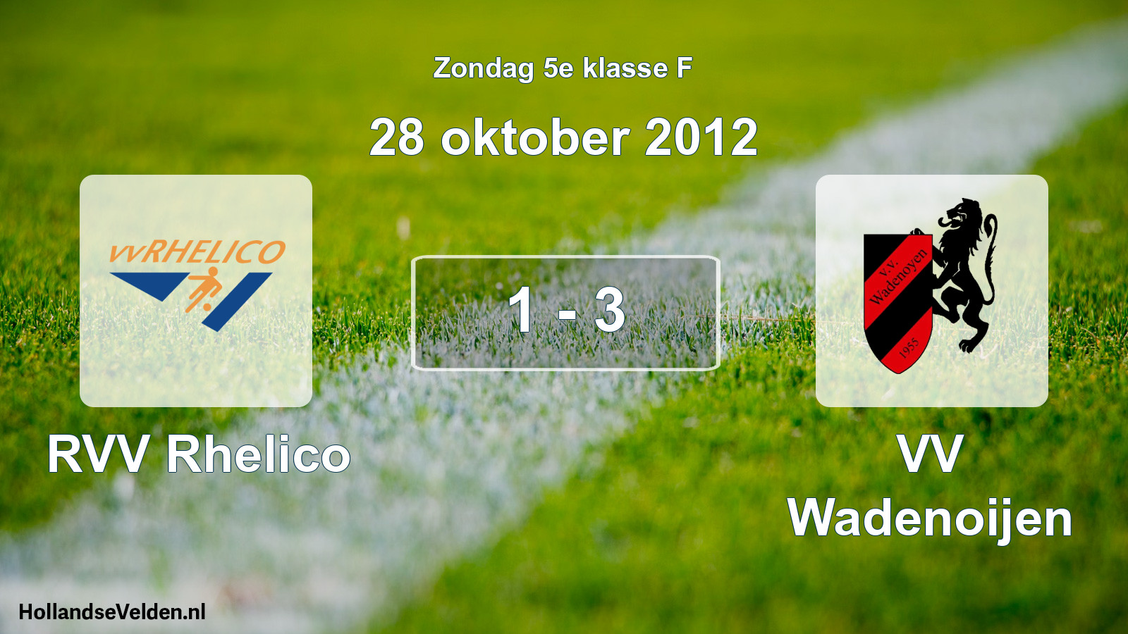 Gespeelde wedstrijd: RVV Rhelico - VV Wadenoijen 1 - 3 (28 oktober 2012)