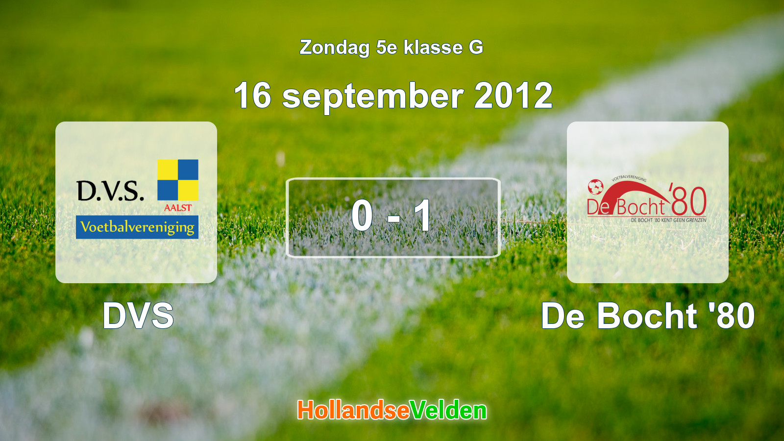 Gespeelde wedstrijd: DVS - De Bocht '80 0 - 1 (16 september 2012)