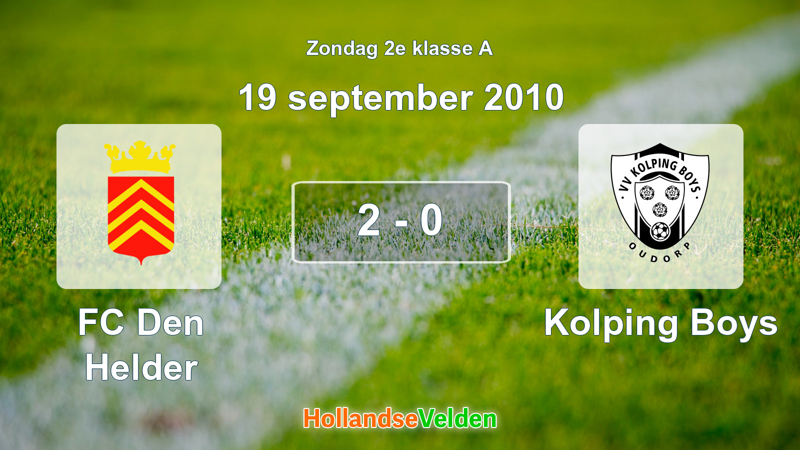 Gespeelde wedstrijd: FC Den Helder - Kolping Boys 2 - 0 (19 september 2010)