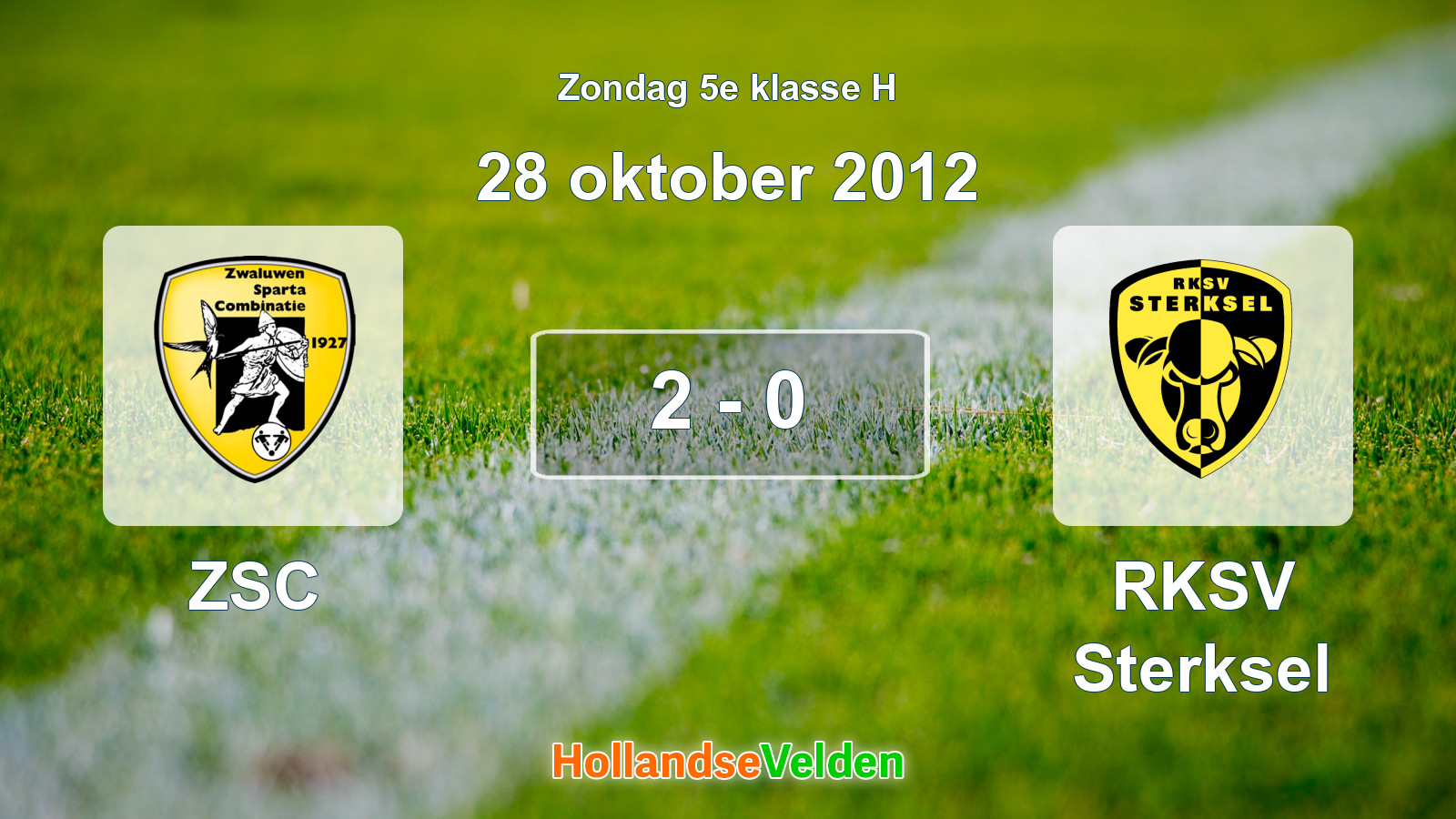 Gespeelde wedstrijd: ZSC - RKSV Sterksel 2 - 0 (28 oktober 2012)