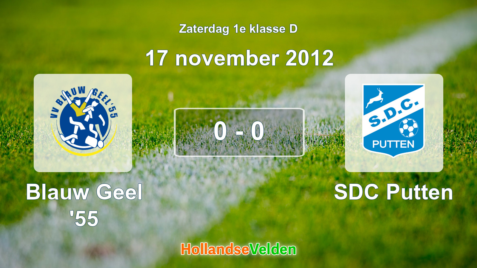 Gespeelde wedstrijd: Blauw Geel '55 - SDC Putten 0 - 0 (17 november 2012)