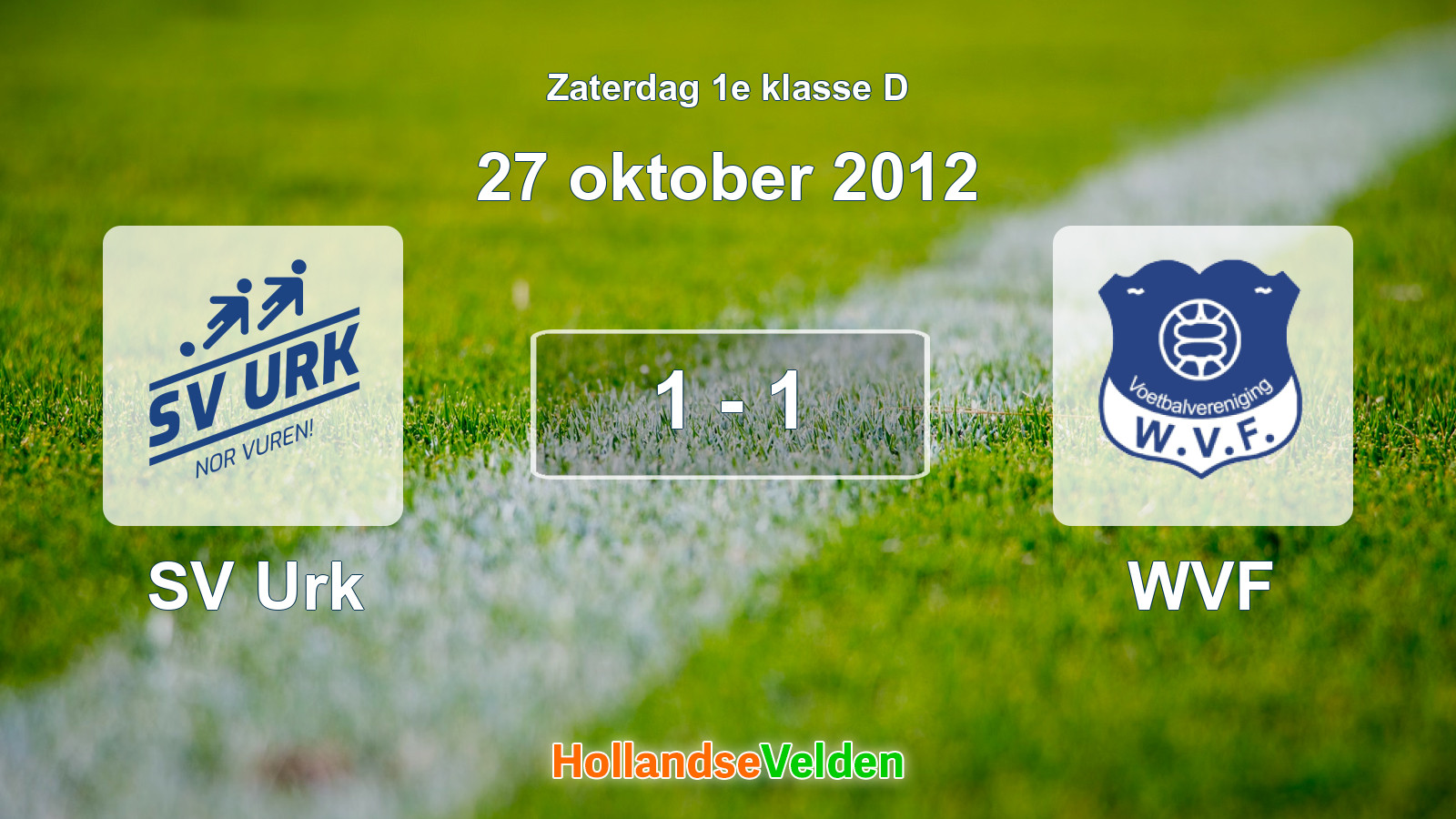 Gespeelde wedstrijd: SV Urk - WVF 1 - 1 (27 oktober 2012)