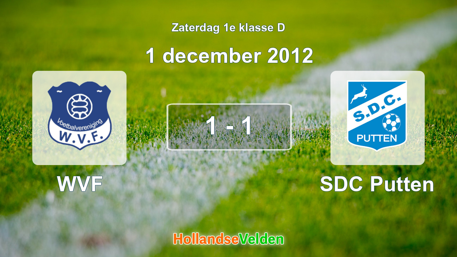 Gespeelde wedstrijd: WVF - SDC Putten 1 - 1 (1 december 2012)