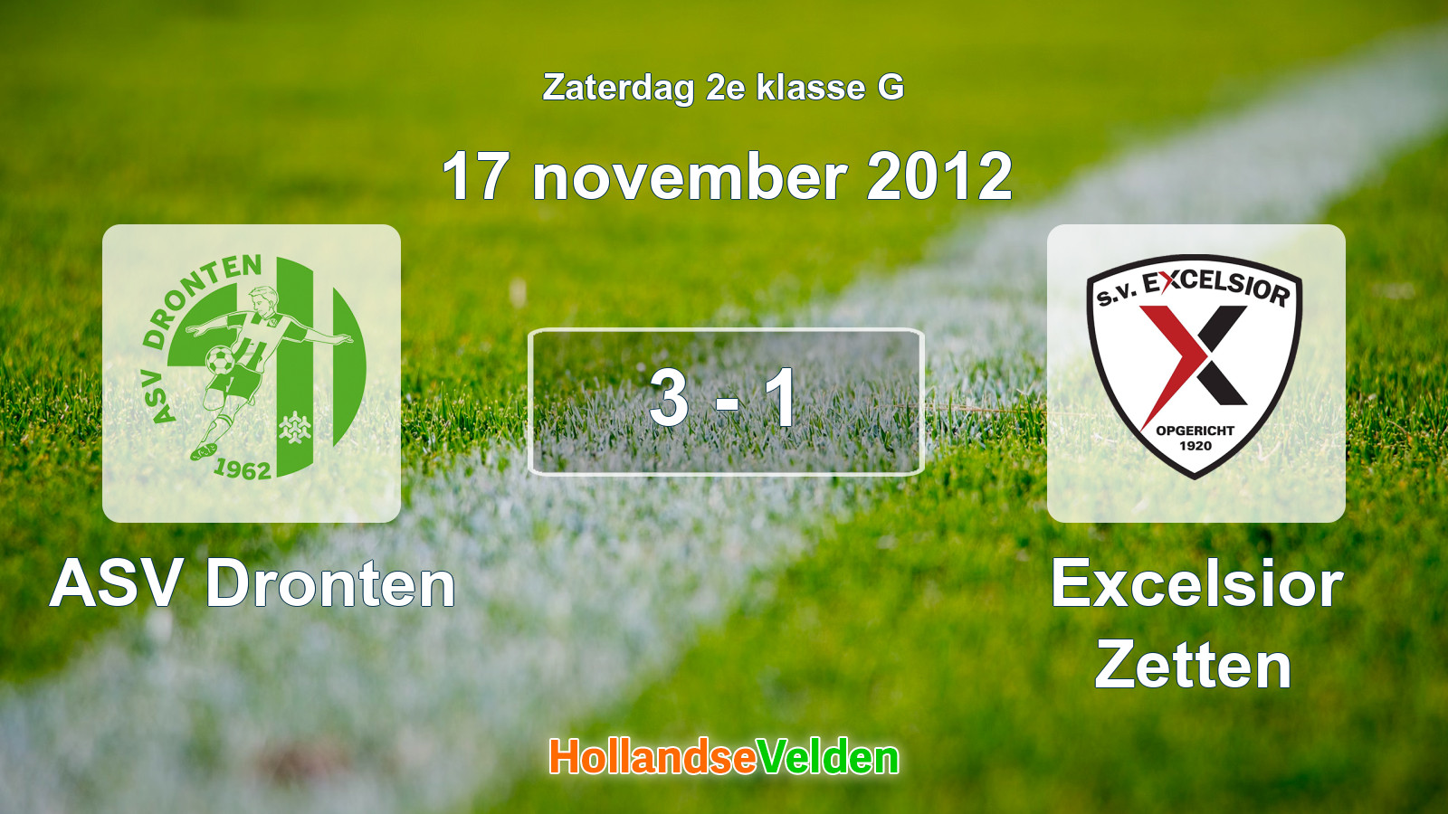 Gespeelde wedstrijd: ASV Dronten - Excelsior Zetten 3 - 1 (17 november 2012)