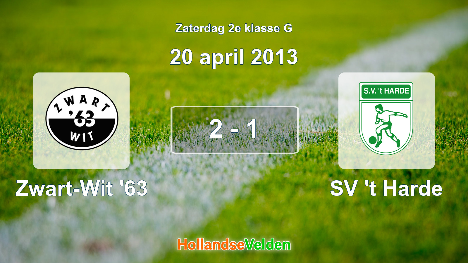 Gespeelde wedstrijd: Zwart-Wit '63 - SV 't Harde 2 - 1 (20 april 2013)