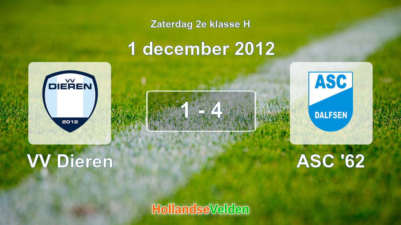 Gespeelde wedstrijd: VV Dieren - ASC '62 1 - 4 (1 december 2012)