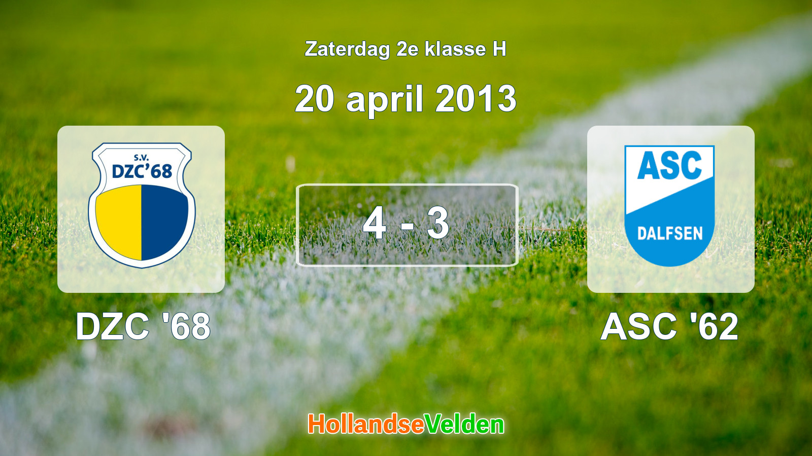 Gespeelde wedstrijd: DZC '68 - ASC '62 4 - 3 (20 april 2013)