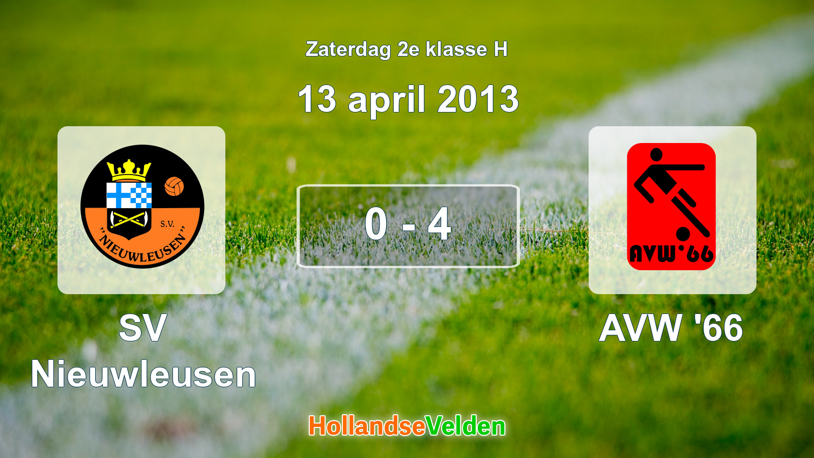 Gespeelde wedstrijd: SV Nieuwleusen - AVW '66 0 - 4 (13 april 2013)