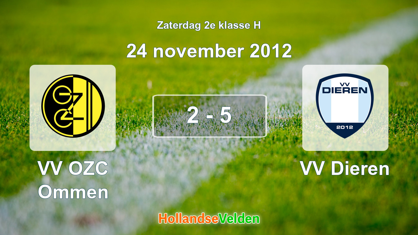 Gespeelde wedstrijd: VV OZC Ommen - VV Dieren 2 - 5 (24 november 2012)