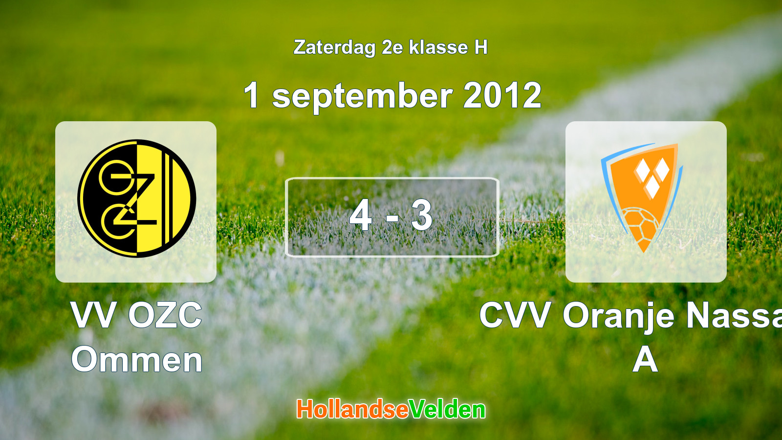 Gespeelde wedstrijd: VV OZC Ommen - CVV Oranje Nassau A 4 - 3 (1 september 2012)