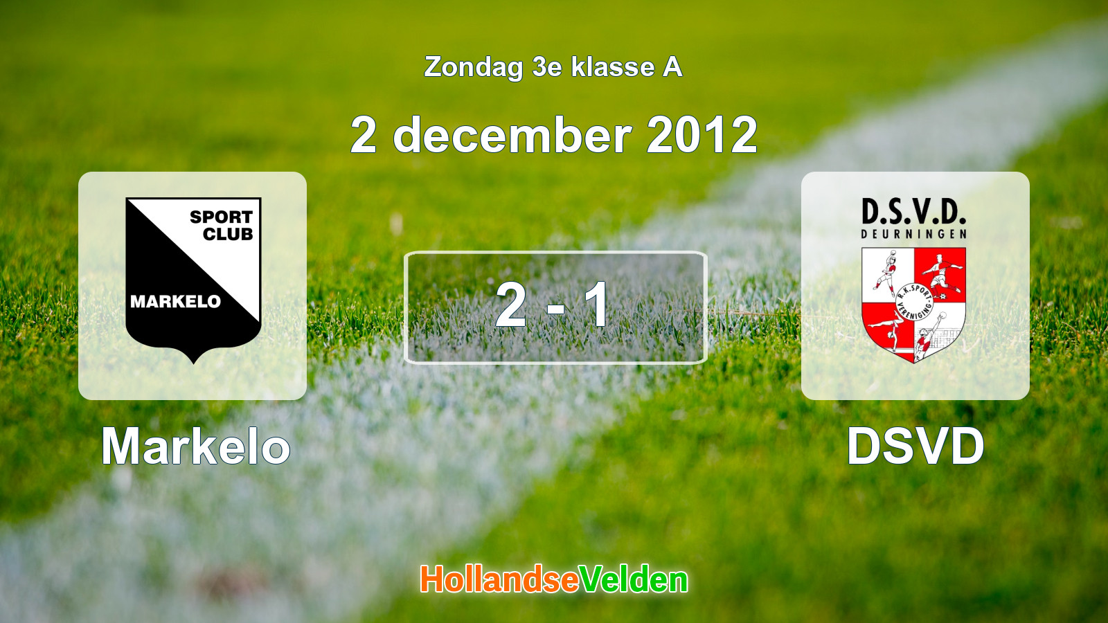 Gespeelde wedstrijd: Markelo - DSVD 2 - 1 (2 december 2012)