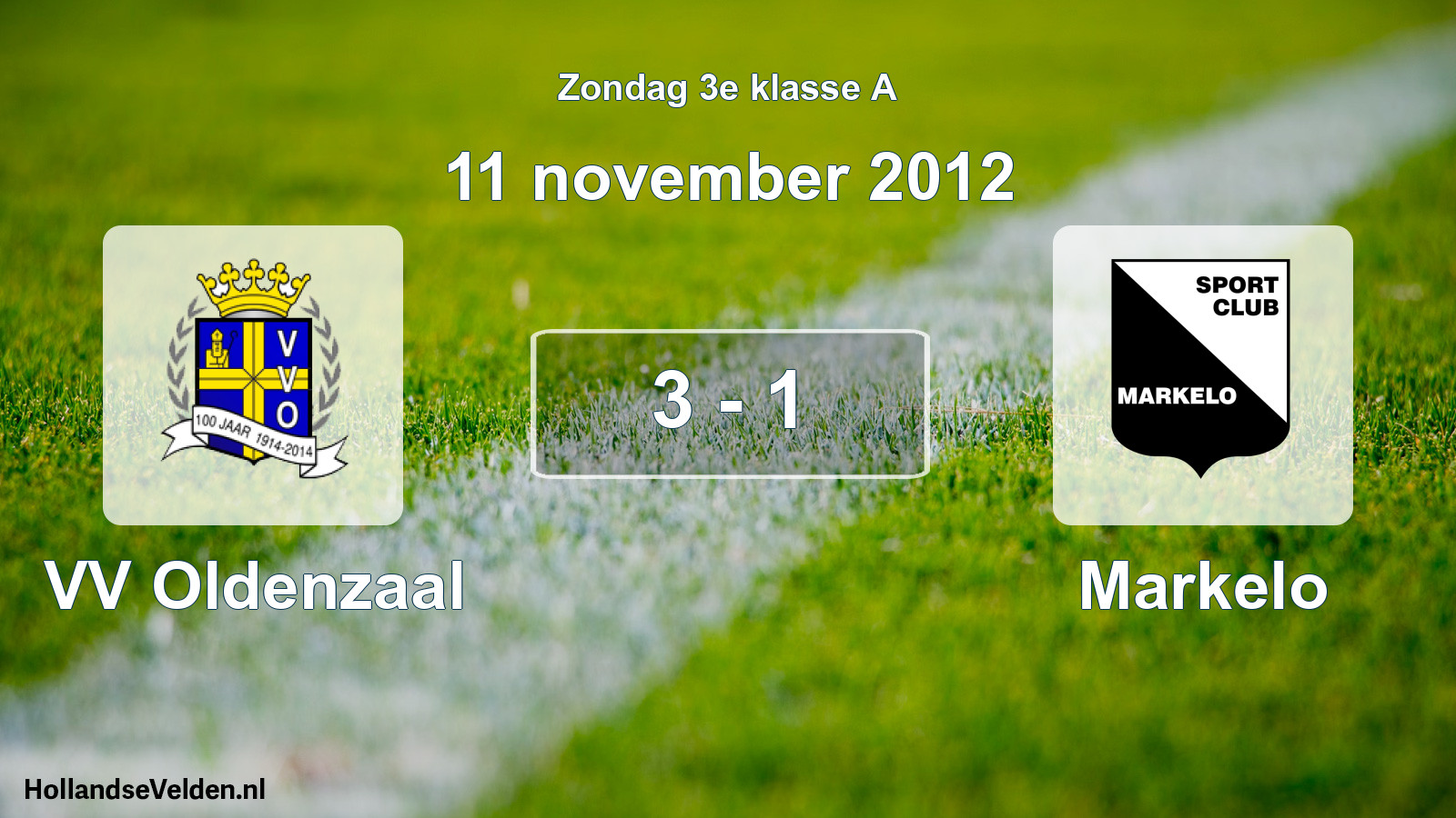 Gespeelde wedstrijd: VV Oldenzaal - Markelo 3 - 1 (11 november 2012)