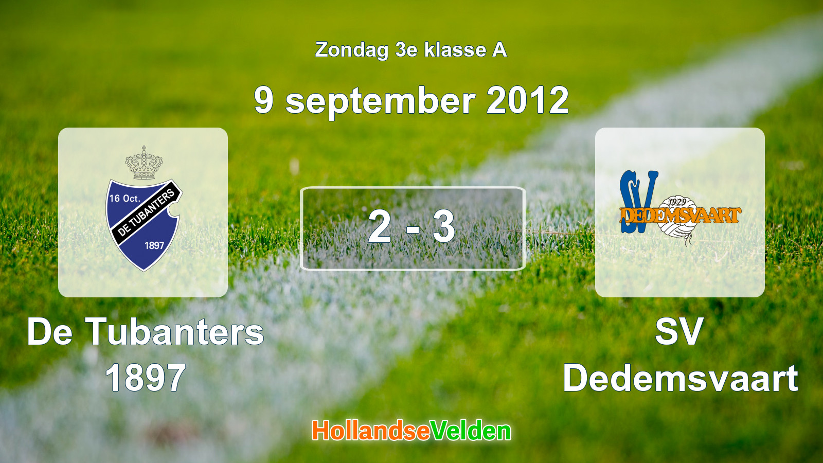 Gespeelde wedstrijd: De Tubanters 1897 - SV Dedemsvaart 2 - 3 (9 september 2012)