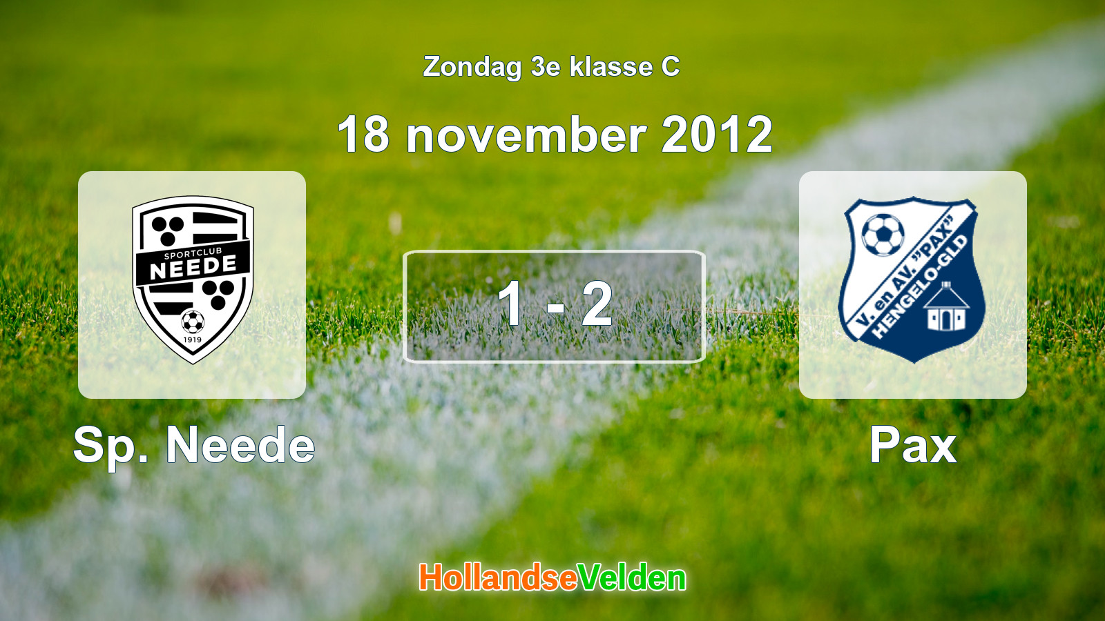 Gespeelde wedstrijd: Sp. Neede - Pax 1 - 2 (18 november 2012)