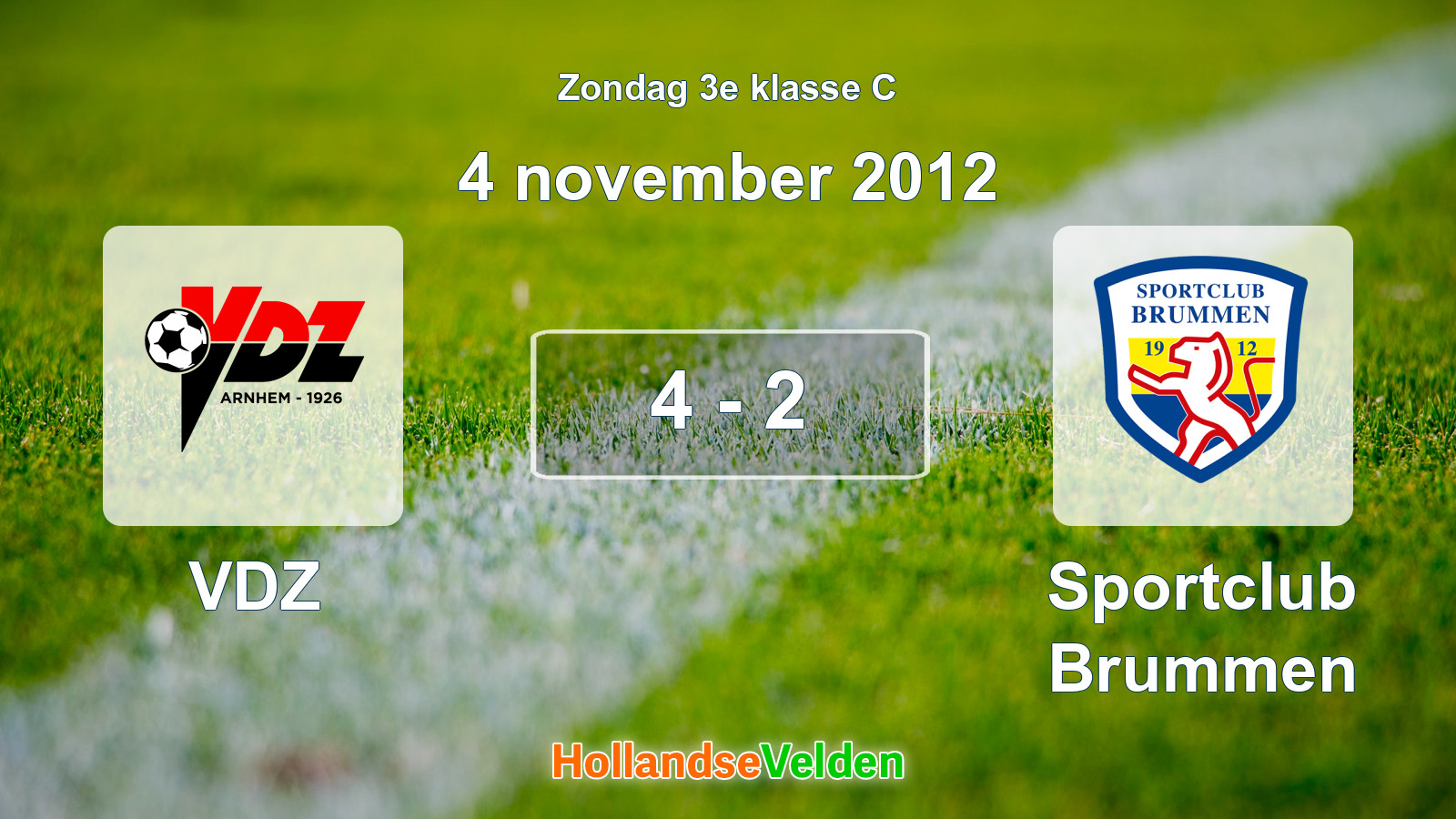 Gespeelde wedstrijd: VDZ - Sportclub Brummen 4 - 2 (4 november 2012)