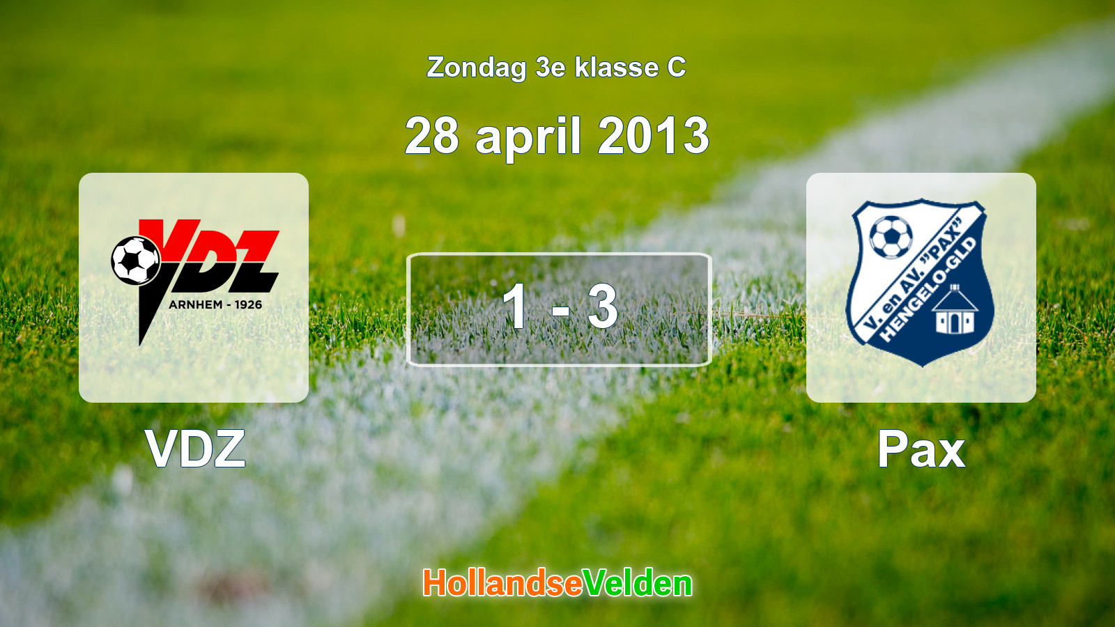 Gespeelde wedstrijd: VDZ - Pax 1 - 3 (28 april 2013)