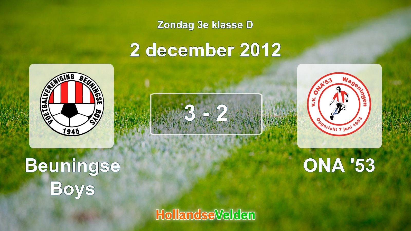 Gespeelde wedstrijd: Beuningse Boys - ONA '53 3 - 2 (2 december 2012)
