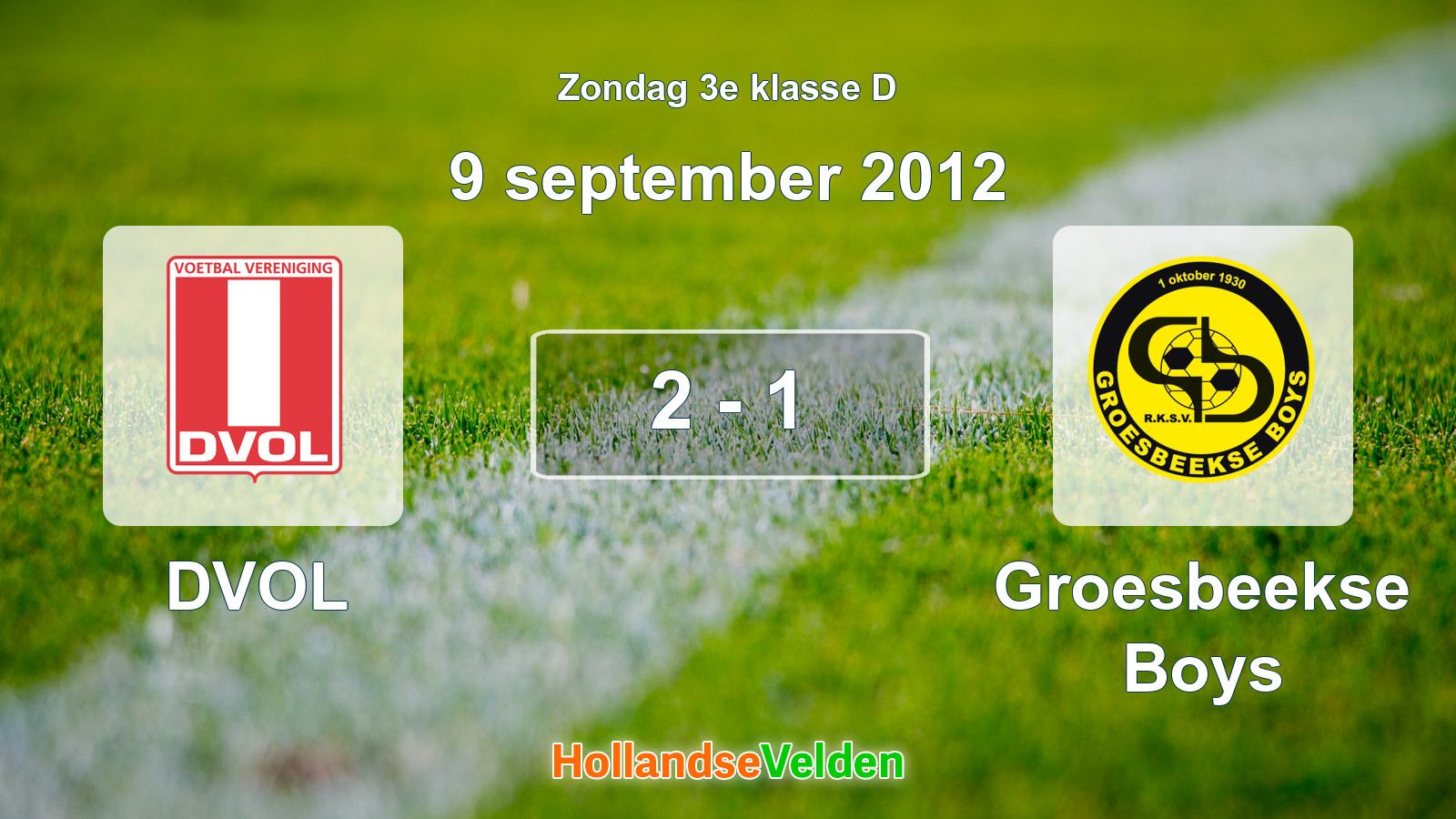 Gespeelde wedstrijd: DVOL - Groesbeekse Boys 2 - 1 (9 september 2012)