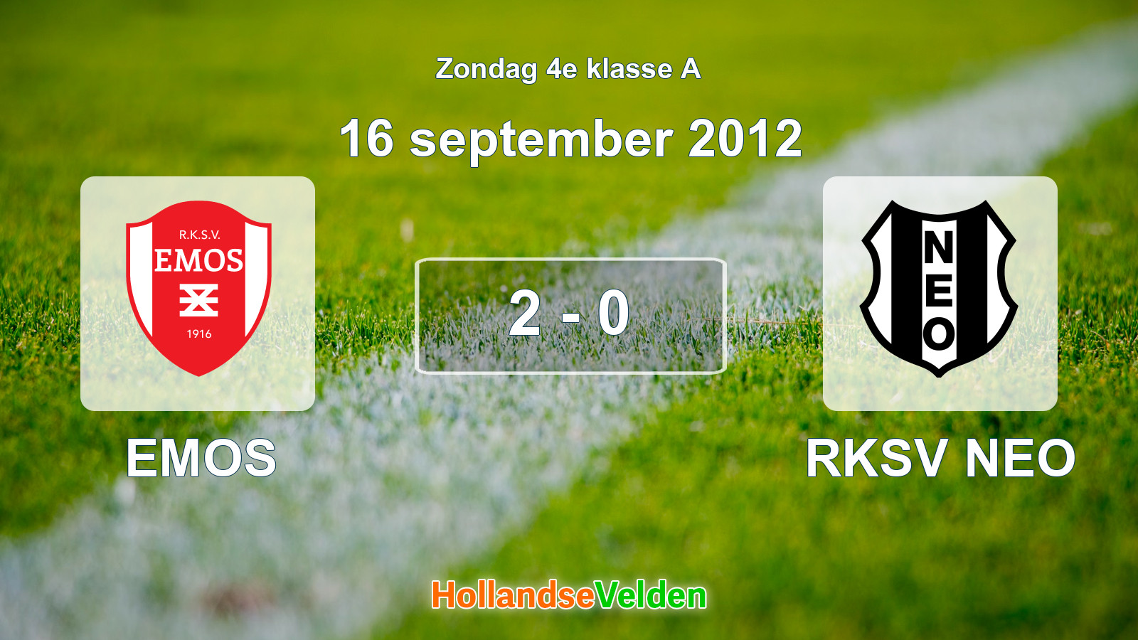 Gespeelde wedstrijd: EMOS - RKSV NEO 2 - 0 (16 september 2012)