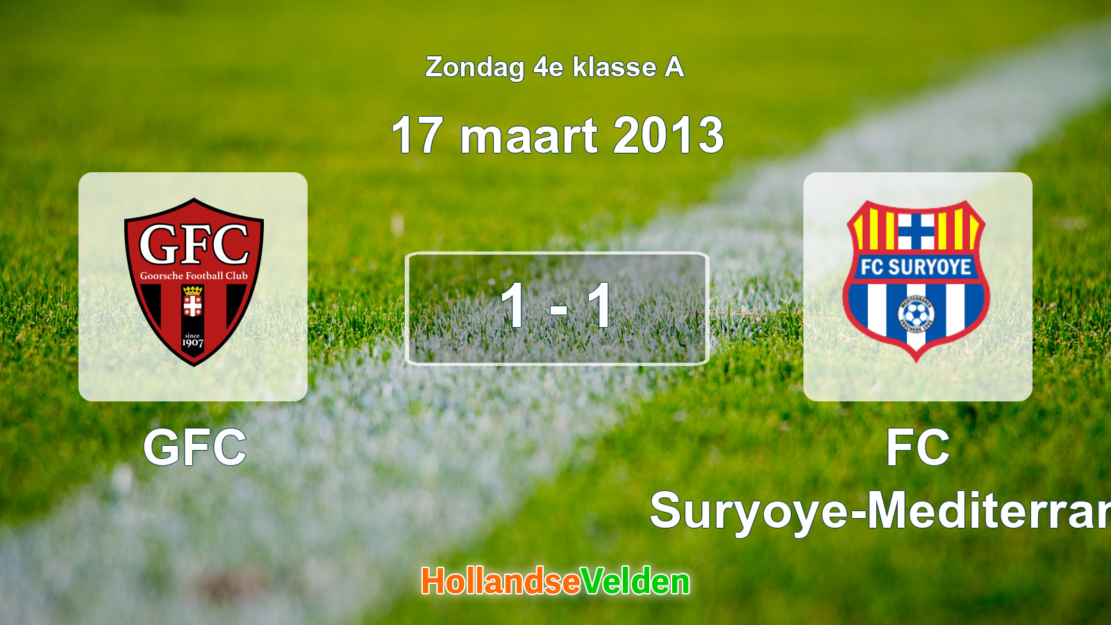 Gespeelde wedstrijd: GFC - FC Suryoye-Mediterraneo 1 - 1 (17 maart 2013)
